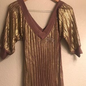 Elegant woman gold dress